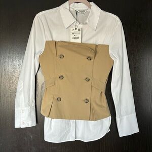 NWT Zara button down with trench-coat-like detail